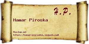 Hamar Piroska névjegykártya